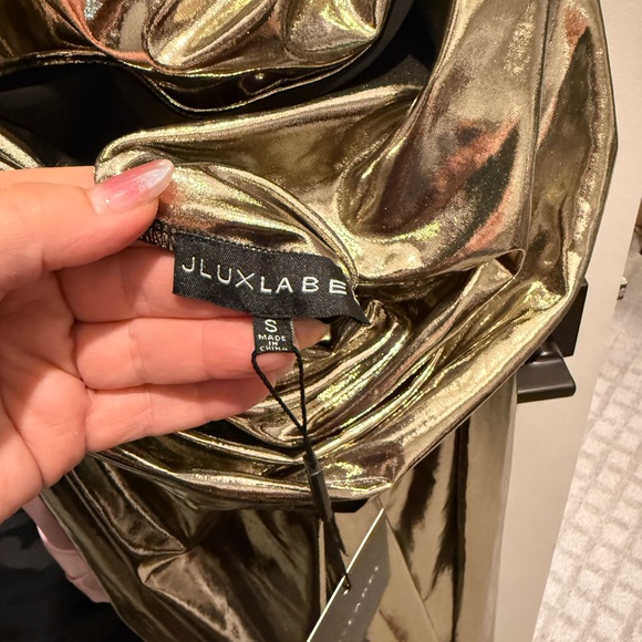 JLUXLABEL Heart Of Gold Metallic Gold Cowl-Neck Maxi Dress NWT - Picture 10 of 11
